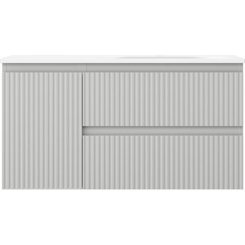 Mexen Rivel badkamerkast 90 cm met wastafel Vela rechts, 2S, 1D, gefreesd, grijs mat/wit mat - 91A23-09047-3-BBFFF62-W23P01