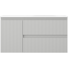 Mexen Rivel szafka łazienkowa 90 cm z umywalką Vela prawą, 2S, 1D, ryflowana, szara mat/biała mat - 91A23-09047-3-BBFFF62-W23P01
