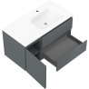Mexen Rivel mobile da bagno 90 cm con lavabo Vela destro, 2S, 1A, scanalato, grafite/bianco opaco - 91A23-09047-3-BBFFF66-W23P01