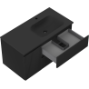 Mexen Rivel armadietto da bagno 90 cm con lavabo Vela destro, 2S, 1D, scanalato, nero opaco - 91A23-09047-3-BBFFF71-W23P71