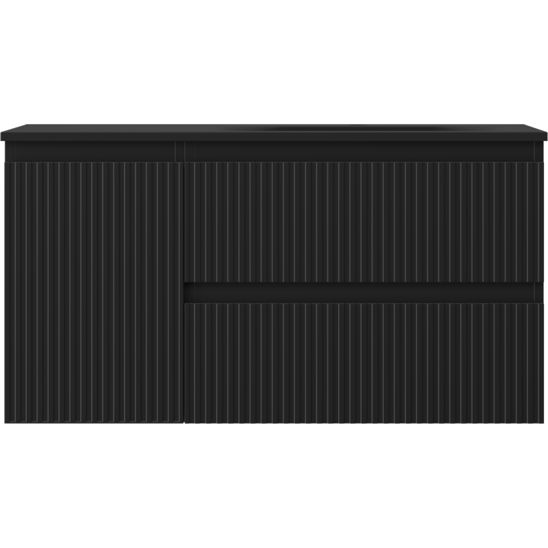 Mexen Rivel Kopalnica kopalnica 90 cm z umivalnikom Vela desno, 2S, 1D, rebrasta, črna mat - 91A23-09047-3-BBFFF71-W23P71