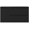 Mexen Rivel Badezimmerschrank 90 cm mit Waschbecken Vela rechts, 2S, 1D, gerillt, schwarz matt - 91A23-09047-3-BBFFF71-W23P71