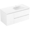 Mexen Rivel Badezimmerschrank 100 cm mit Waschtisch Vela rechts, 2S, 1D, geriffelt, weiß matt - 91A23-10047-3-BBFFF01-W23P01