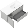 Mexen Rivel meuble de salle de bain 100 cm avec lavabo Vela à droite, 2S, 1D, cannelé, gris/blanc mat