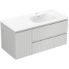 Mexen Rivel meuble de salle de bain 100 cm avec lavabo Vela à droite, 2S, 1D, cannelé, gris/blanc mat