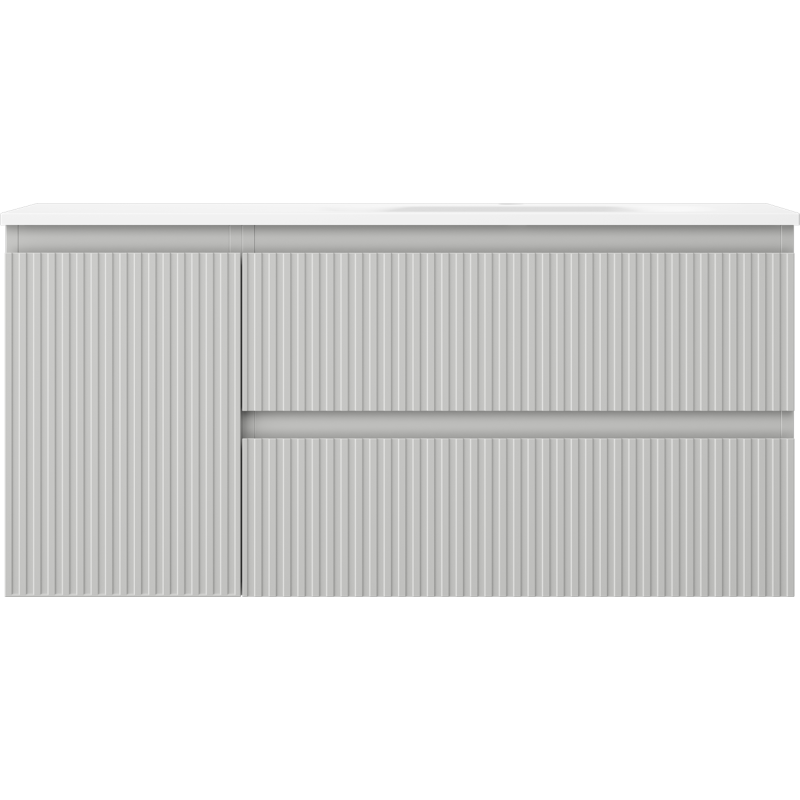 Mexen Rivel badkamerkast 100 cm met wastafel Vela rechts, 2L, 1D, geribbeld, grijs/wit mat - 91A23-10047-3-BBFFF62-W23P01