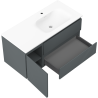 Mexen Rivel badkamerkast 100 cm met wastafel Vela rechts, 2S, 1D, geribbeld, grafiet/wit mat - 91A23-10047-3-BBFFF66-W23P01
