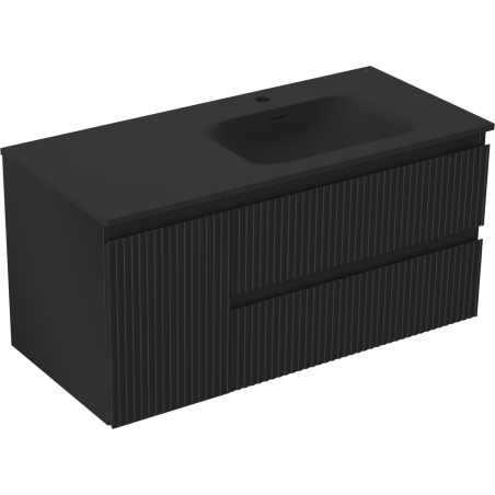 Mexen Rivel meuble de salle de bain 120 cm avec lavabo Vela à droite, 2S, 1D, rainuré, noir mat - 91A23-10047-3-BBFFF71-W23P71