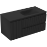 Mexen Rivel mueble de baño de 120 cm con lavabo Vela a la derecha, 2S, 1D, ranurado, negro mate - 91A23-10047-3-BBFFF71-W23P71