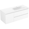 Mexen Rivel bathroom cabinet 120 cm with Vela right sink, 2S, 1D, fluted, white matte - 91A23-12047-3-BBFFF01-W23P01