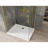 Mexen Omega schuifbare douchecabine 130 x 80 cm, transparant, goud + Flat douchebak - 825-130-080-50-00-4010