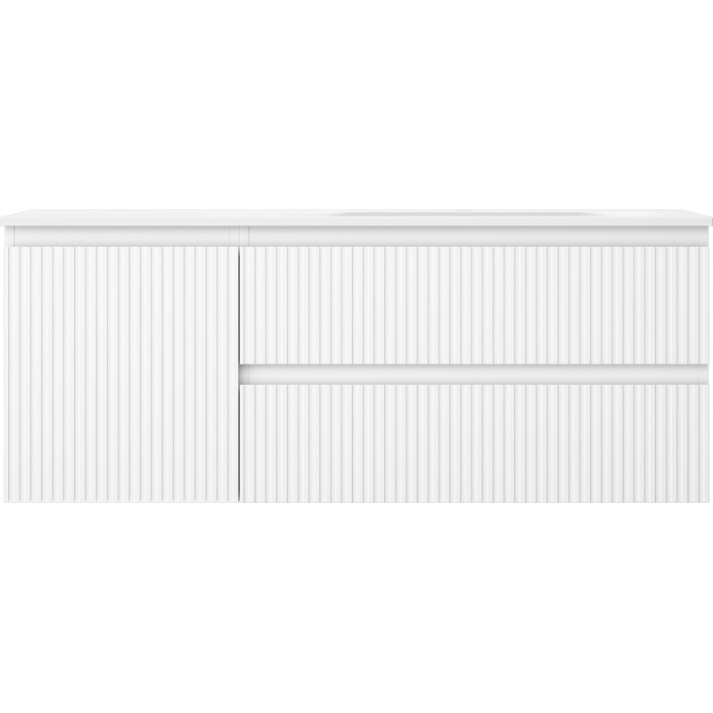 Mexen Rivel armoire de salle de bains 120 cm avec lavabo Vela droit, 2T, 1P, nervurée, blanc mat - 91A23-12047-3-BBFFF01-W23P01