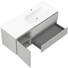 Mexen Rivel bathroom cabinet 120 cm with Vela right sink, 2S, 1D, fluted, gray/white matte - 91A23-12047-3-BBFFF62-W23P01