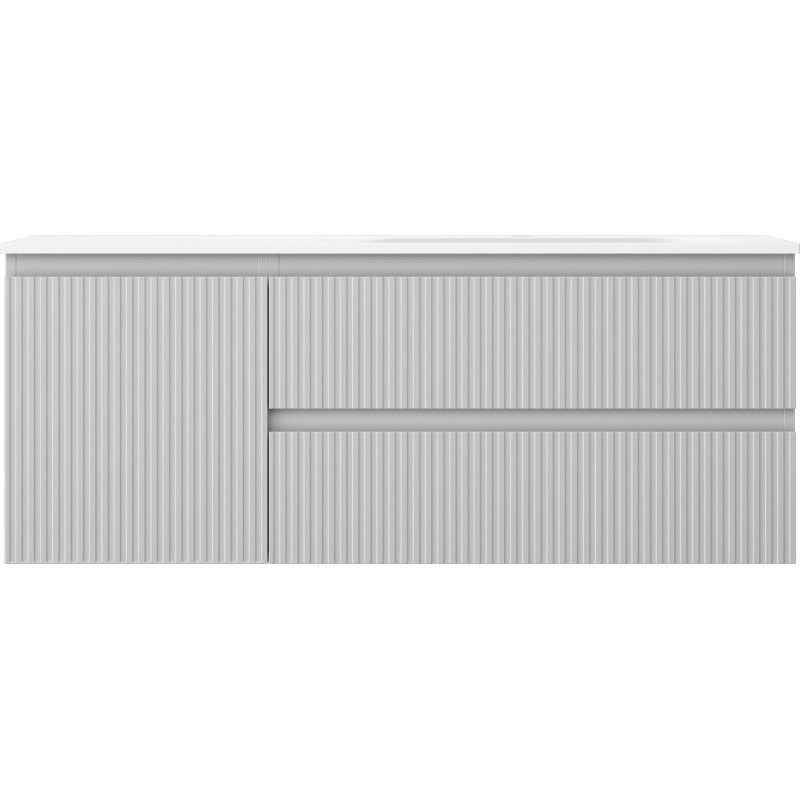 Mexen Rivel badkamerkast 120 cm met wastafel Vela rechts, 2S, 1D, gegroefd, grijs/wit mat - 91A23-12047-3-BBFFF62-W23P01