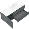 Mexen Rivel 120 cm bathroom cabinet with Vela sink right, 2S, 1D, grooved, graphite/white matte - 91A23-12047-3-BBFFF66-W23P01
