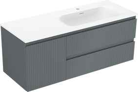 Mexen Rivel 120 cm bathroom cabinet with Vela sink right, 2S, 1D, grooved, graphite/white matte - 91A23-12047-3-BBFFF66-W23P01
