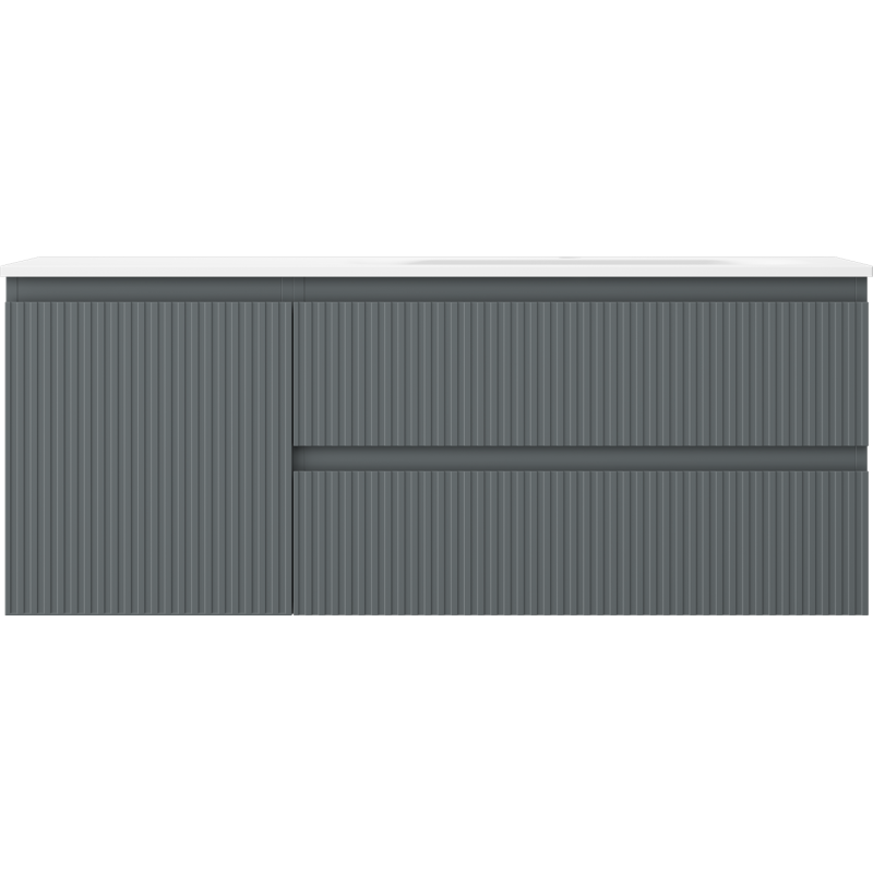 Mexen Rivel kopalniška omara 120 cm z umivalnikom Vela desno, 2S, 1D, rebrasta, grafit/bela mat - 91A23-12047-3-BBFFF66-W23P01