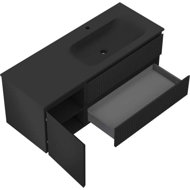 Mexen Rivel Buedzëmmer Schaf mat Wuescht op 120 cm Vela riets, 2S, 1D, gerillt, schwaarz matt - 91A23-12047-3-BBFFF71-W23P71