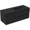 Mexen Rivel Badezimmerschrank 120 cm mit Waschtisch Vela rechts, 2S, 1D, gerillt, schwarz matt - 91A23-12047-3-BBFFF71-W23P71