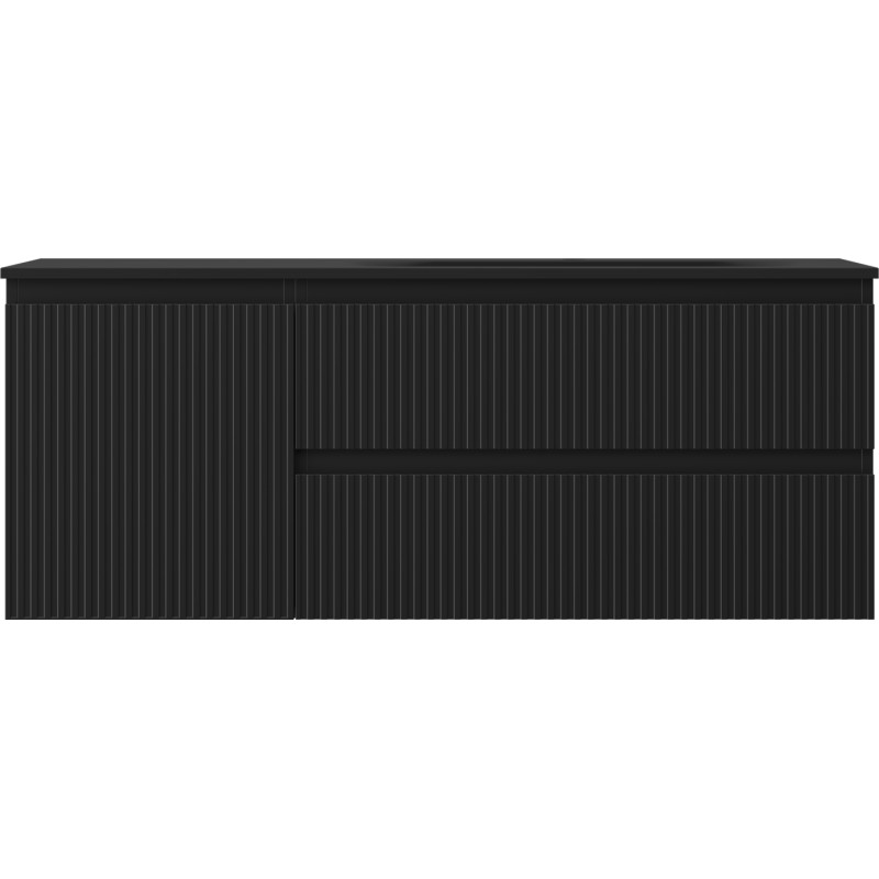 Mexen Rivel badmeubel 120 cm met wastafel Vela rechts, 2S, 1D, gefreesd, zwart mat - 91A23-12047-3-BBFFF71-W23P71