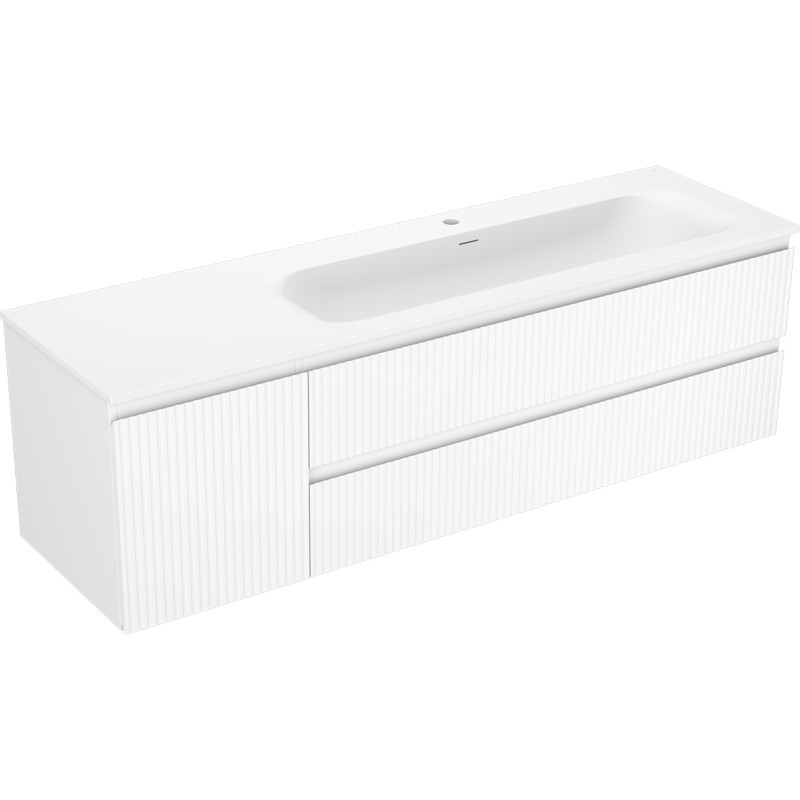 Mexen Rivel vannitoakapp 160 cm valamu Vela parema, 2S, 1D, sooniline, valge matt - 91A23-16047-3-BBFFF01-W23P01