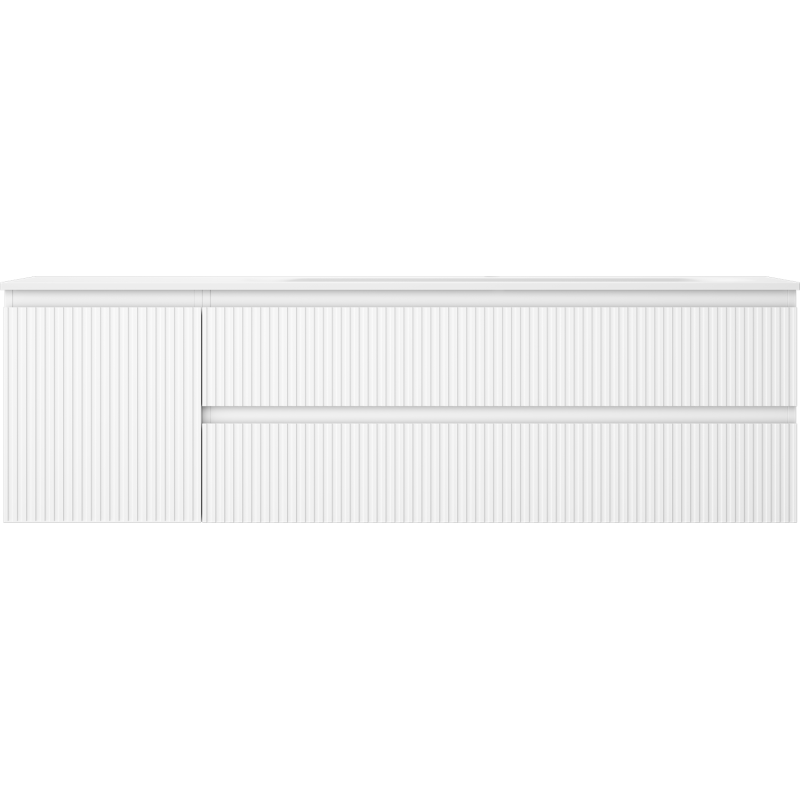 Mexen Rivel 160 cm kopalniška omarica z umivalnikom Vela desna, 2S, 1D, rebrasta, bela mat - 91A23-16047-3-BBFFF01-W23P01