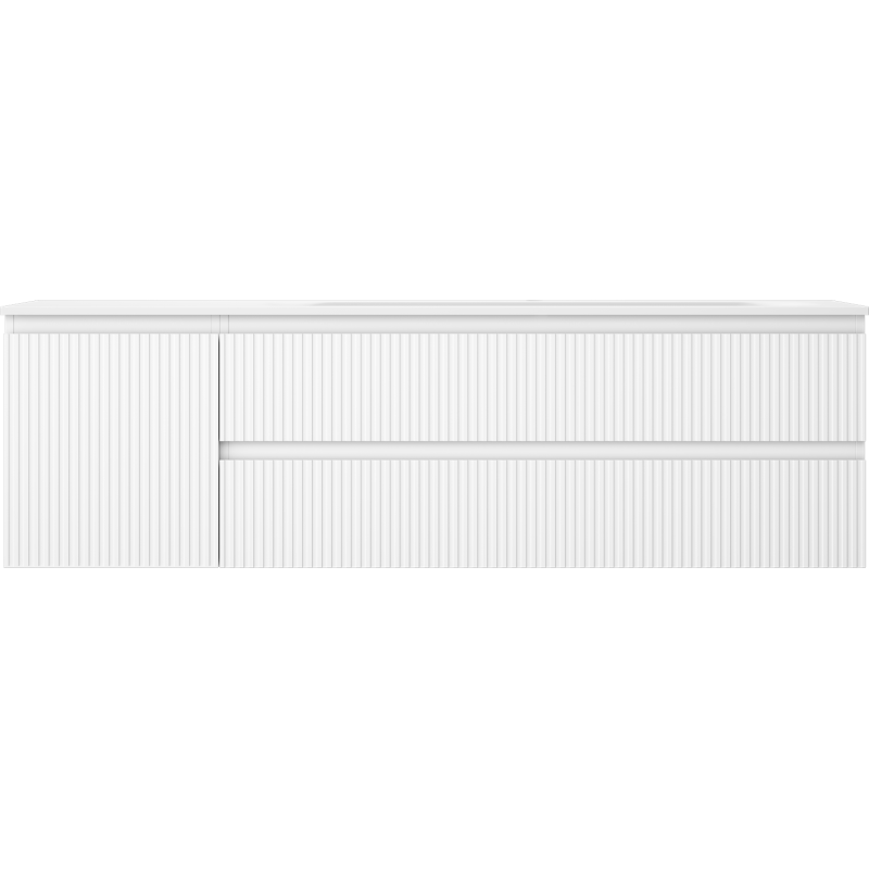 Mexen Rivel armário de casa de banho 160 cm com lavatório Vela à direita, 2S, 1D, chanfrado, branco mate