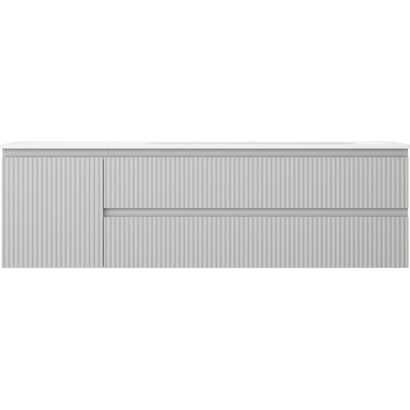 Mexen Rivel armario de baño de 160 cm con lavabo Vela derecho, 2 cajones, 1 puerta, acanalado, gris/blanco mate