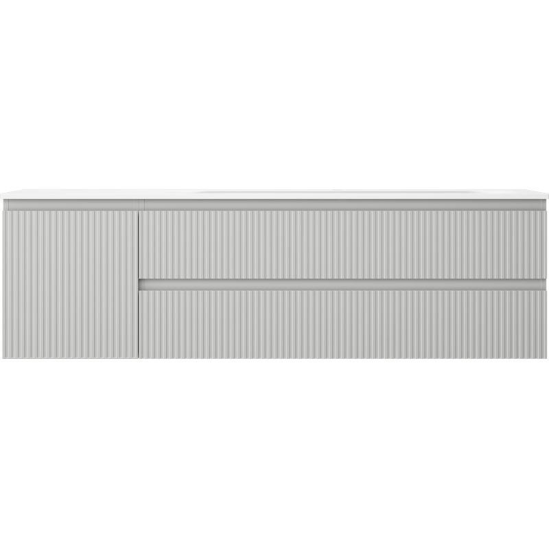 Mexen Rivel armário de casa de banho 160 cm com lavatório Vela direito, 2G, 1P, ranhurado, cinza/branco mate