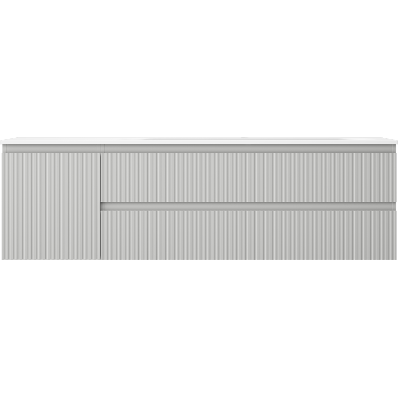 Mexen Rivel badrumsskåp 160 cm med handfat Vela höger, 2S, 1D, ribbad, grå/vit matt - 91A23-16047-3-BBFFF62-W23P01