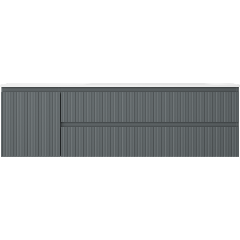 Mexen Rivel badrumsskåp 160 cm med handfat Vela höger, 2S, 1D, räfflad, grafit/vit matt - 91A23-16047-3-BBFFF66-W23P01