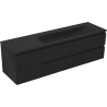 Mexen Rivel meuble de salle de bain 160 cm avec lavabo Vela droit, 2S, 1D, cannelé, noir mat - 91A23-16047-3-BBFFF71-W23P71