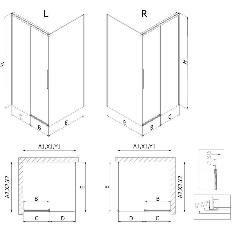 Mexen Rox kabina prysznicowa rozsuwana 95 x 85 cm, transparent, czarna - 8C2-095-085-70-00