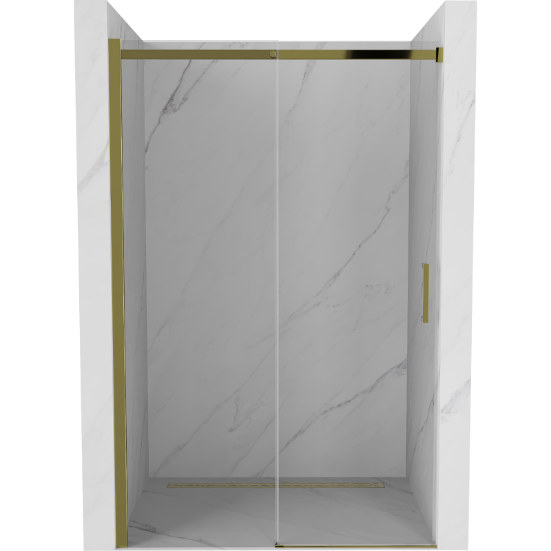 Mexen Omega 140 cm breite Schiebetür für Dusche, transparent, golden - 825-140-000-50-00