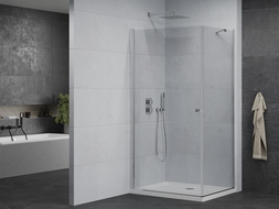 Mexen Pretoria Duschkabine schwenkbar 70 x 120 cm, transparent, Chrom + Duschwanne Flat - 852-070-120-01-00-4010