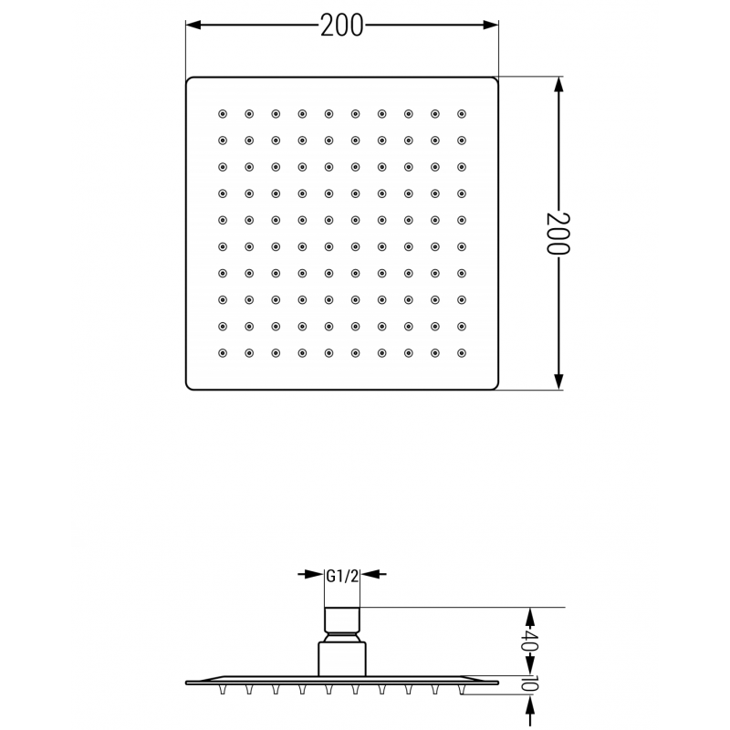 Mexen Slim alcachofa de ducha 20 x 20 cm, cromo - 79120-00