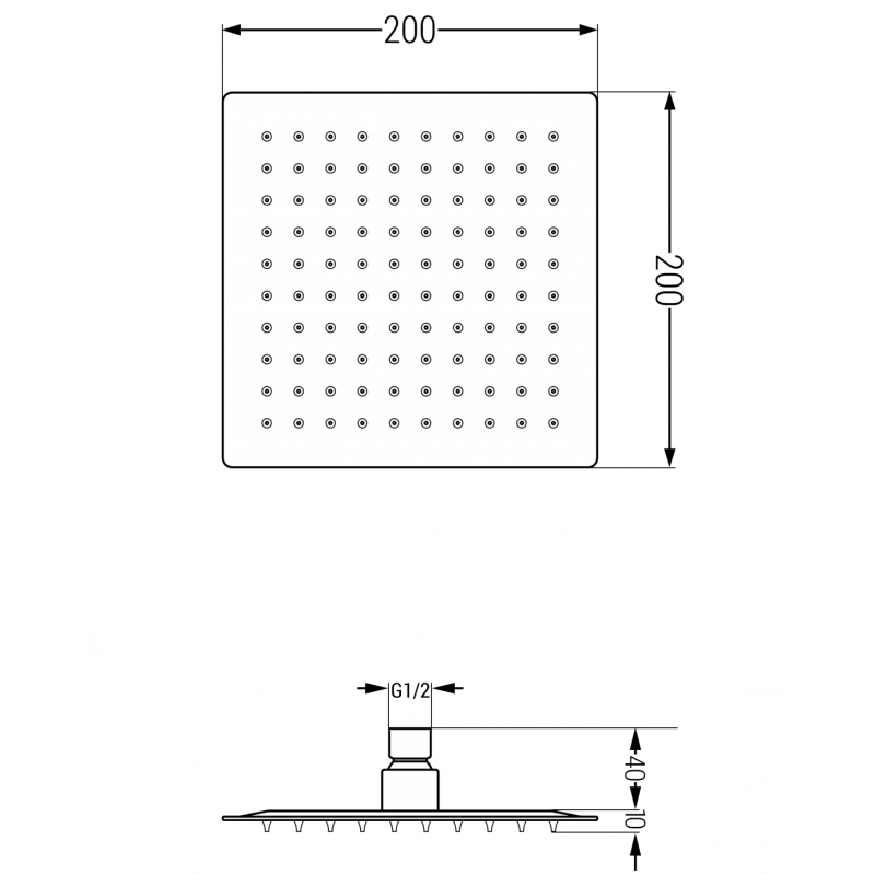 Mexen Slim deszczownica 20 x 20 cm, chrom - 79120-00