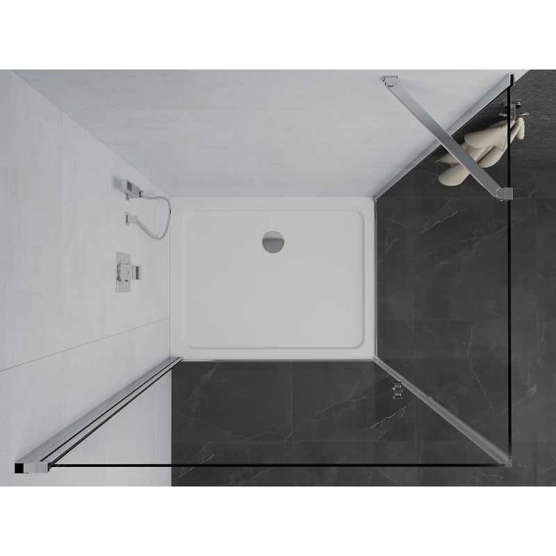 Mexen Pretoria pivot shower cabin 90 x 120 cm, transparent, chrome + Flat shower tray - 852-090-120-01-00-4010