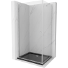 Mexen Pretoria tuš kabina s preklopnim vratima 70 x 80 cm, prozirna, krom + plitki tuš Flat, crna - 852-070-080-01-00-4070