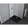 Mexen Pretoria tuš kabina s preklopnim vratima 70 x 80 cm, prozirna, krom + plitki tuš Flat, crna - 852-070-080-01-00-4070