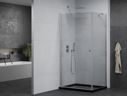 Mexen Pretoria otvorena tuš kabina 70 x 100 cm, prozirna, krom + Flat tuš kada, crna - 852-070-100-01-00-4070