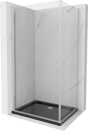 Mexen Pretoria Duschkabine schwenkbar 70 x 120 cm, transparent, Chrom + Duschwanne Flat, schwarz - 852-070-120-01-00-4070