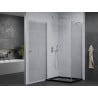 Mexen Pretoria Duschkabine schwenkbar 70 x 120 cm, transparent, Chrom + Duschwanne Flat, schwarz - 852-070-120-01-00-4070