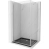 Mexen Pretoria cabina doccia a battente 80 x 90 cm, trasparente, cromo + piatto doccia Flat, nero - 852-080-090-01-00-4070