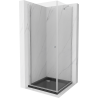 Mexen Pretoria cabina de ducha abatible 90 x 90 cm, transparente, cromo + plato de ducha Flat, negro - 852-090-090-01-00-4070