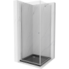 Mexen Pretoria pivot shower cabin 100 x 100 cm, transparent, chrome + Flat tray, black - 852-100-100-01-00-4070