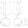Mexen Rox L Duschkabine, Schiebetür, 90 x 70 cm, transparent, gebürstet Gun Gray - 8C2L-090-070-66-00