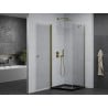 Mexen Pretoria Duschkabine 70 x 70 cm, transparent, gold + Flat Duschwanne, schwarz - 852-070-070-50-00-4070G