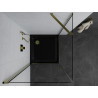Mexen Pretoria tuš kabina s vratima 80 x 80 cm, prozirna, zlatna + tuš kada Flat, crna - 852-080-080-50-00-4070G