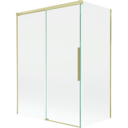 Mexen Rox parede de chuveiro de correr de 2 painéis 120 + 70 x 150 cm, transparente, dourado escovado - 8C9-120-070-55-00